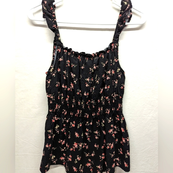 NB Black Floral Tank w/Frilly Shoulder Straps - Picture 3 of 4